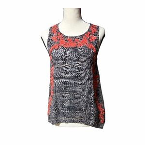 THML Anthropologie Embroidered Spotted Sleeveless Blouse